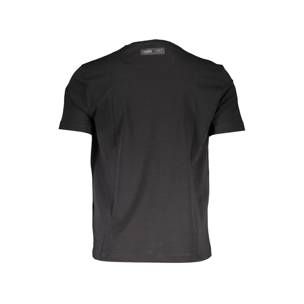 Black Cotton Men TShirtDive into the athleisure trend with this statement-making Plein Sport short sleeve t-shirt. Crafted from pure, breathable cotton, it features a striking front print that channels bold urban vibes, while the iconic Plein Sport logo h