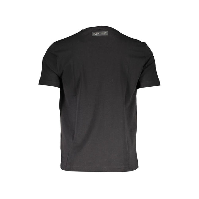 Black Cotton Men TShirtDive into the athleisure trend with this statement-making Plein Sport short sleeve t-shirt. Crafted from pure, breathable cotton, it features a striking front print that channels bold urban vibes, while the iconic Plein Sport logo h