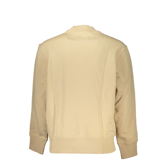 Beige Cotton Men SweaterExperience the ultimate blend of comfort and style with this exquisite Calvin Klein sweatshirt. Designed for the modern trendsetter, this piece features a sleek crew neck and a bold logo print that makes a statement without saying