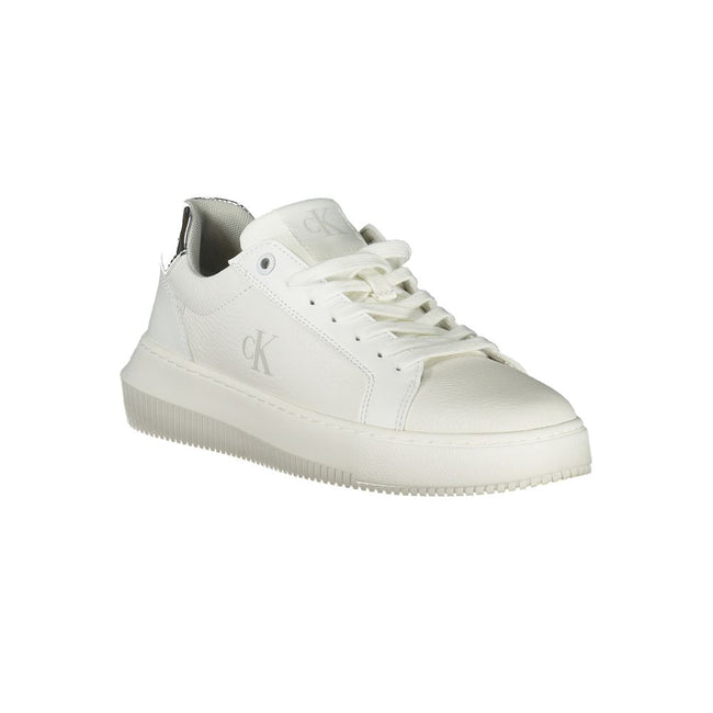 White Polyethylene Women SneakerStep into the epitome of sporty elegance with these Calvin Klein sneakers, boasting a pristine white palette elevated by eye-catching silver accents. A perfect blend of style and comfort, these shoes feature a removable foo