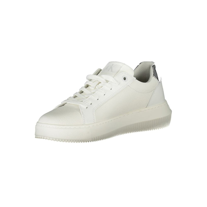 White Polyethylene Women SneakerStep into the epitome of sporty elegance with these Calvin Klein sneakers, boasting a pristine white palette elevated by eye-catching silver accents. A perfect blend of style and comfort, these shoes feature a removable foo