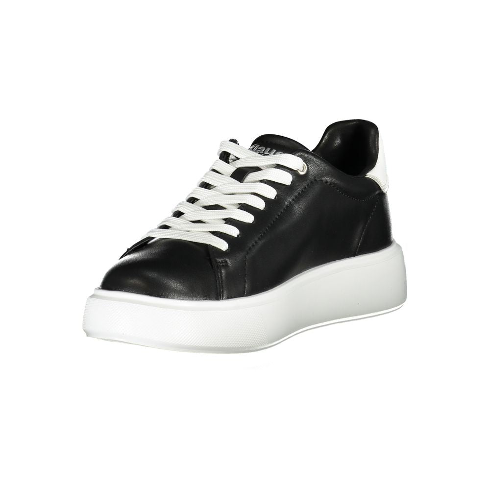 Nero Leather & Synthetic Women’s Sneaker with Rhinestones