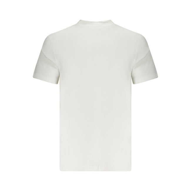 White Cotton Men T-ShirtElevate your wardrobe essentials with this Calvin Klein masterpiece. A fresh white hue is the canvas for a bold logo print that exudes confidence and contemporary edge. Crafted from high-quality, regenerative cotton, this crew neck