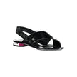 Black Leather Women SandalStep out in style and embrace the epitome of minimalist chic with these Calvin Klein Flat Sandals. Designed for the modern fashionista, they feature a subtle 1cm heel and an elegant crossed front, adorned with the iconic Calvin K