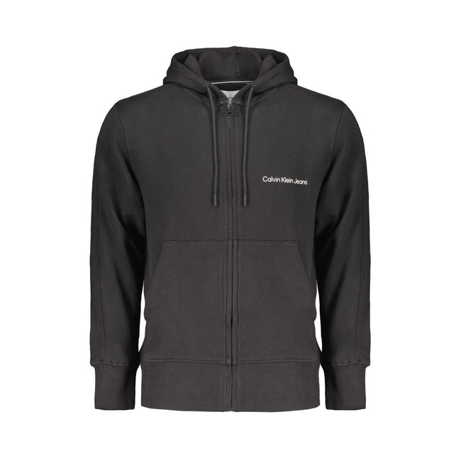Black Cotton Men Sweater with Hood and Central PocketsDive into effortless sophistication with Calvin Klein’s sleek black hoodie. Designed for the modern trendsetter, this long-sleeved sweatshirt features a brushed finish that epitomizes casual luxury. Th