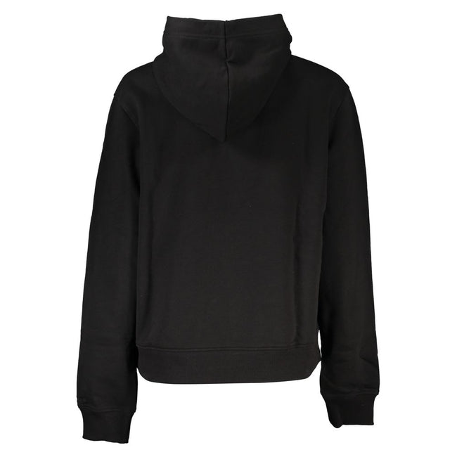 Black Cotton Women SweaterIndulge in the epitome of cozy-chic with Calvin Klein’s sleek long-sleeved sweatshirt. Crafted from a sustainable blend of regenerative cotton, this hooded marvel isn’t just a style statement—it’s an eco-conscious choice. Adorned