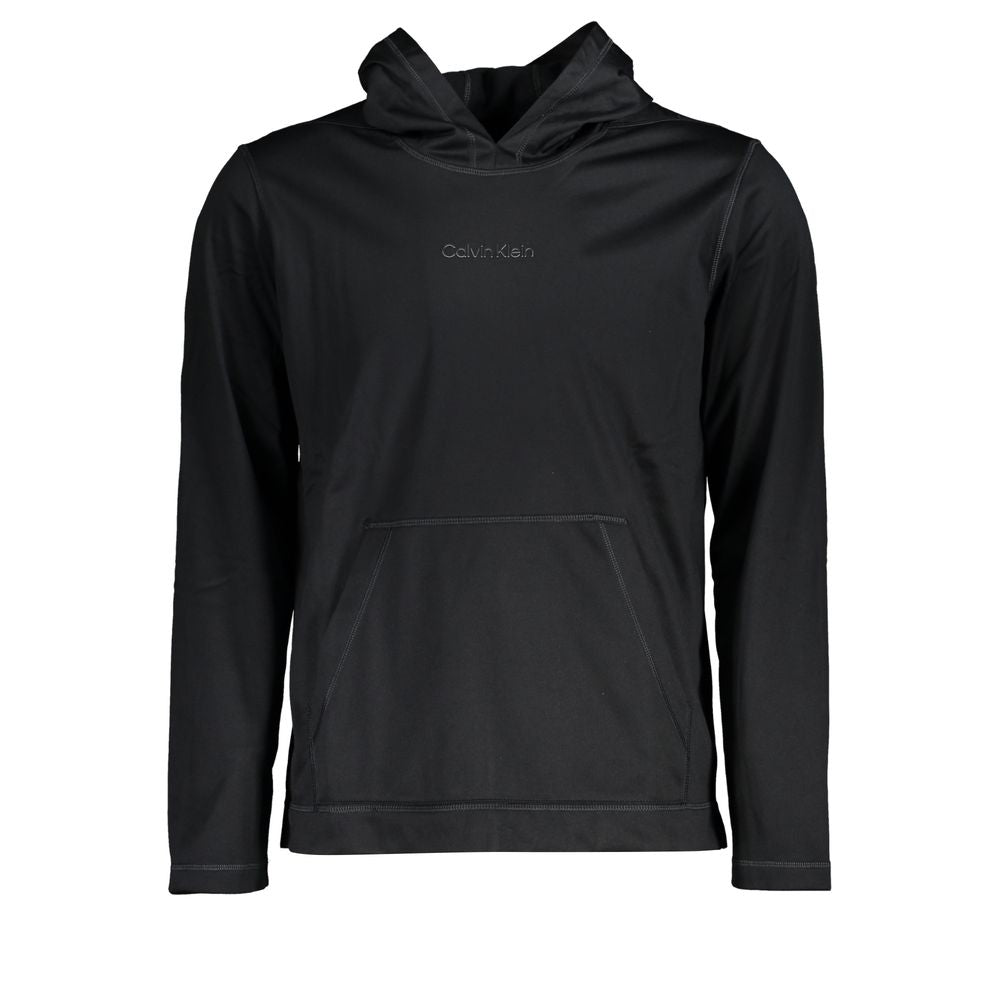 Black Polyester Men's Hooded SweaterUnleash the essence of street-savvy style with Calvin Klein’s hooded sweatshirt. A seamless fusion of functionality and urban flair, this black polyester sports sweatshirt features a prominent logo for that iconic fashi