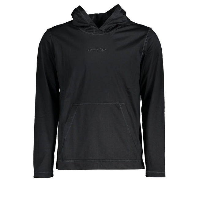 Black Polyester Men's Hooded SweaterUnleash the essence of street-savvy style with Calvin Klein’s hooded sweatshirt. A seamless fusion of functionality and urban flair, this black polyester sports sweatshirt features a prominent logo for that iconic fashi