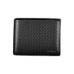 Sleek Black Leather Bifold Wallet with RFID BlockImmerse into the world of style and security with this sleek black leather wallet from Calvin Klein. Designed not only for aesthetic appeal but also with functionality in mind, it comes equipped with RFID b