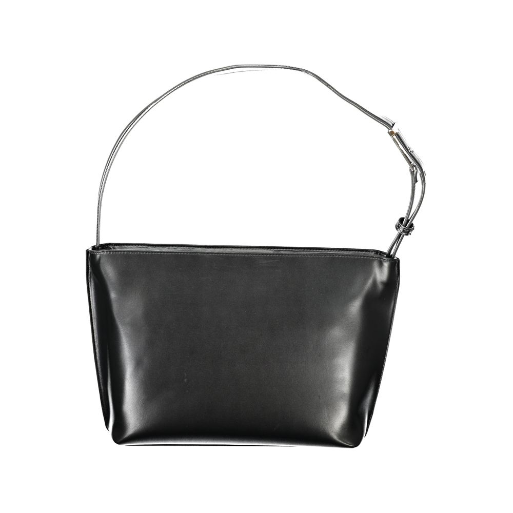 Black Polyester Women HandbagExperience the epitome of urban-chic with Calvin Klein’s sleek shoulder bag, a statement piece designed for the modern trendsetter. Crafted with environmental consciousness, this bag boasts a composition of 50% recycled polyes