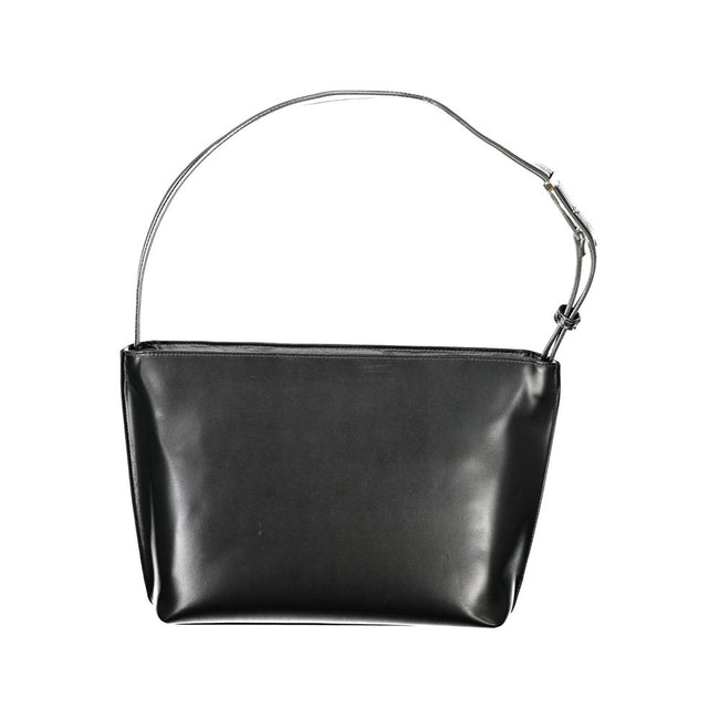 Black Polyester Women HandbagExperience the epitome of urban-chic with Calvin Klein’s sleek shoulder bag, a statement piece designed for the modern trendsetter. Crafted with environmental consciousness, this bag boasts a composition of 50% recycled polyes
