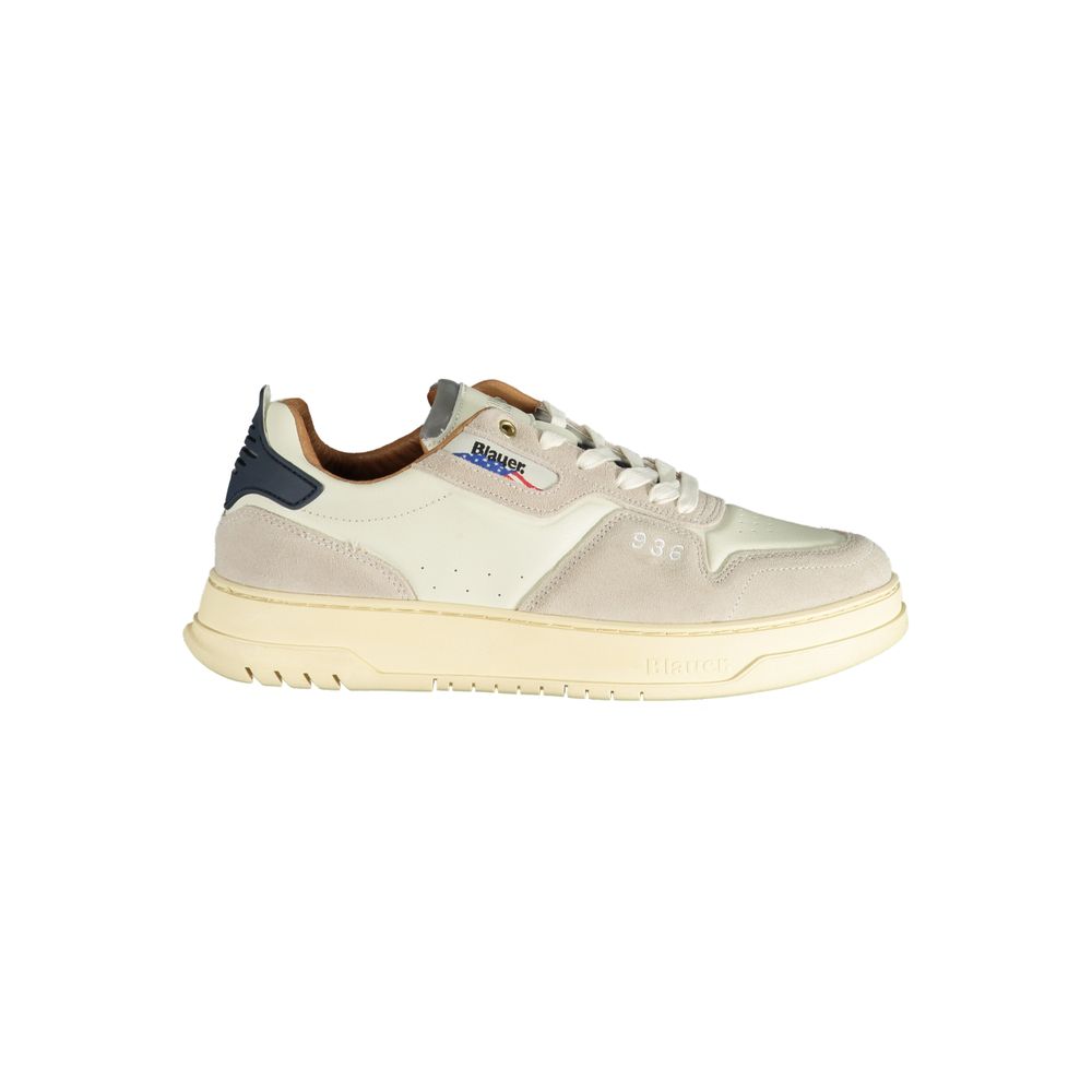 Herren-Sneaker aus weißem Kunstleder mit Logo-Detail