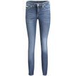 Blue Cotton Women JeansElevate your denim game with the timeless sophistication of Calvin Klein. These mid-rise skinny jeans feature a chic washed effect and are meticulously crafted with a blend of premium cotton and elastane for that perfect stretch. Fl