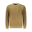 Brown Cotton Men SweaterElevate your wardrobe with the quintessential refinement of Hugo Boss. This sumptuous brown sweater, crafted from 100% plush cotton, is your ticket to effortless style. Its long sleeves, classic crew neck, and distinctive contrasti