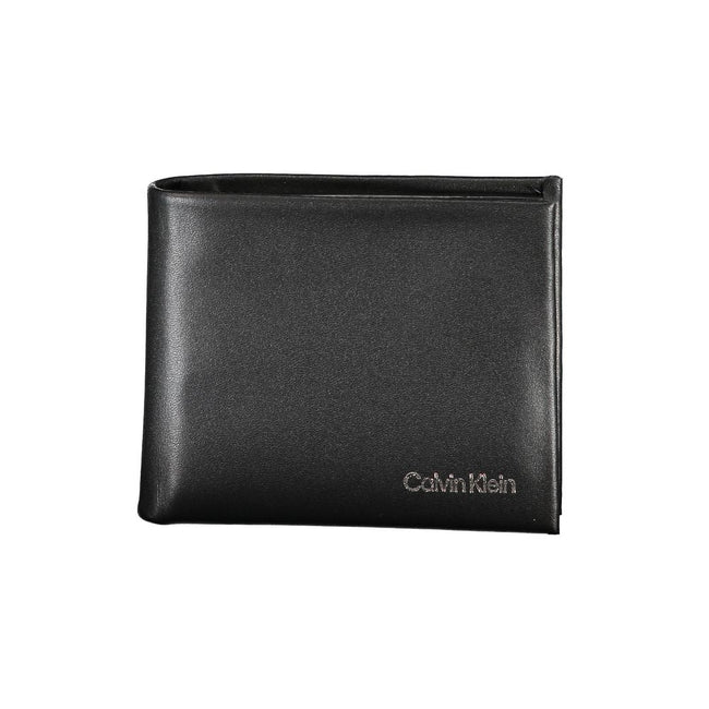 Black Polyester Men WalletEmbrace the epitome of sleek sophistication with this Calvin Klein RFID-blocking wallet. Engineered to secure your essentials with its dual card compartments, it’s more than just an accessory; it’s a statement. Practical yet poli