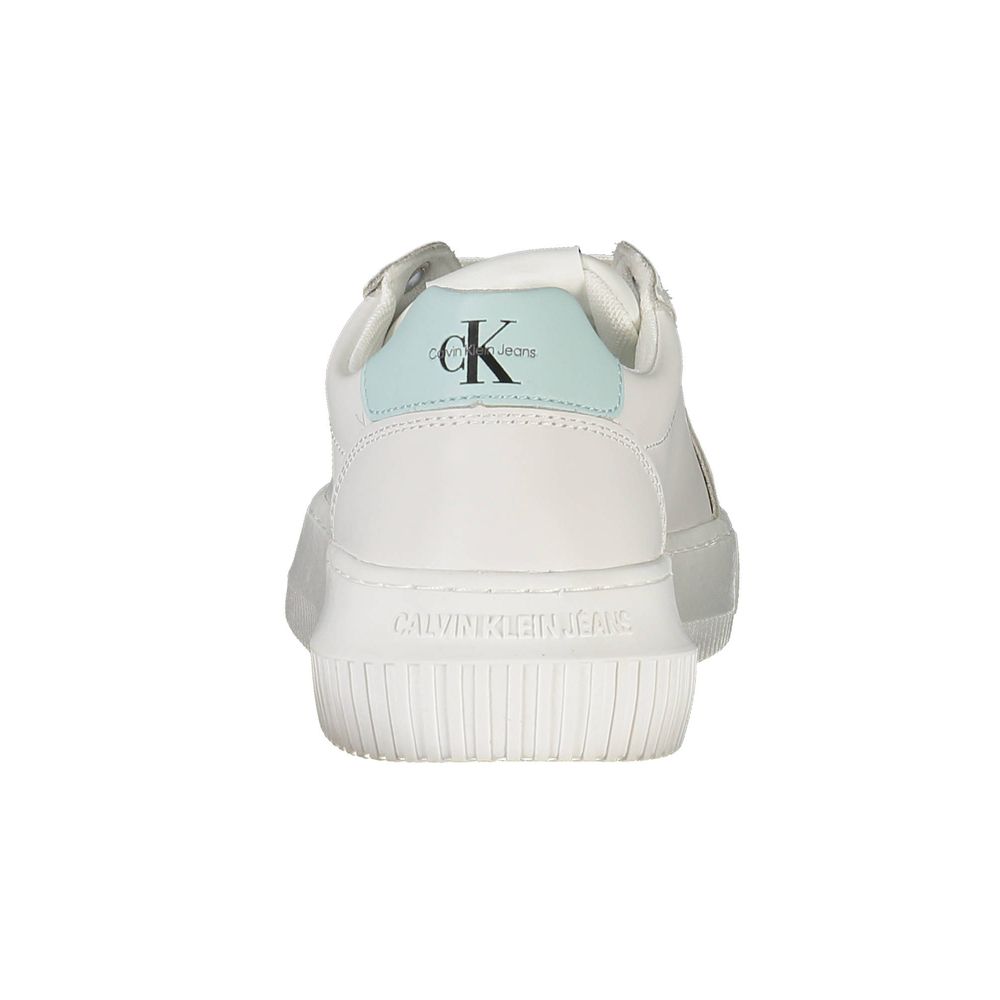White Recycled Polyester Women SneakerElevate your sneaker game with these chic Calvin Klein sports shoes, crafted for the trendsetters seeking eco-conscious elegance. Their sleek white silhouette, punctuated by contrasting details, boasts a bold printed