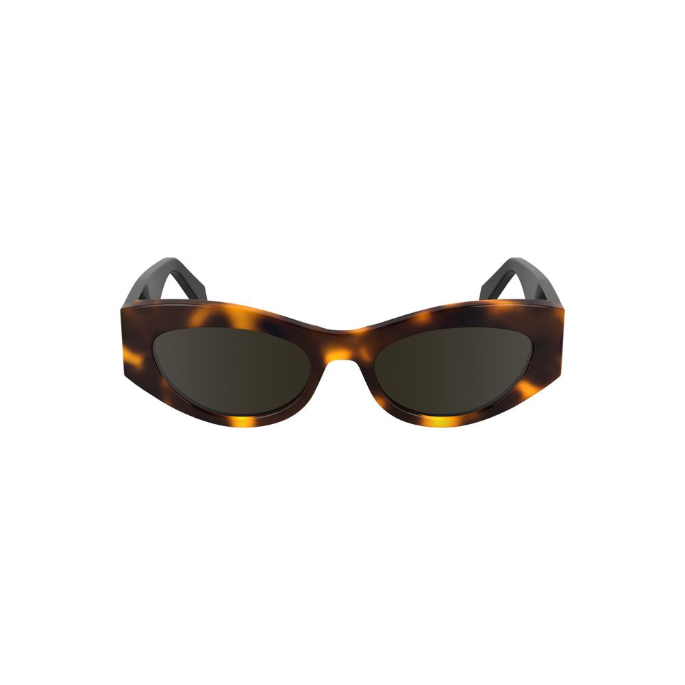 Brown Acetate Women's SunglassElevate your style quotient effortlessly with these chic Calvin Klein cat-eye sunglasses, crafted with finesse from premium bio-acetate. The brown lens not only adds a touch of allure but also ensures your eyes are shielded w