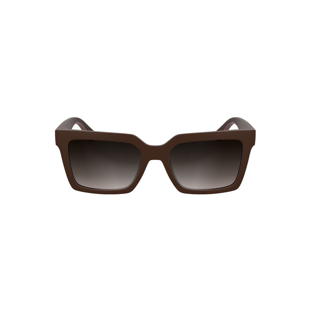 Red Bio-Based Fabric Women SunglassStep into the sunlight with sophistication wearing these Calvin Klein sunglasses, designed for the fashion-forward individual. The chic bio-based frames hug square brown lenses, exuding an eco-friendly allure, while the