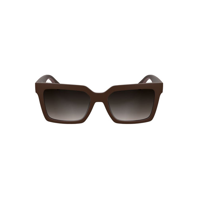 Red Bio-Based Fabric Women SunglassStep into the sunlight with sophistication wearing these Calvin Klein sunglasses, designed for the fashion-forward individual. The chic bio-based frames hug square brown lenses, exuding an eco-friendly allure, while the