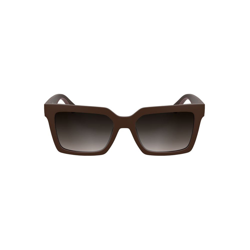 Red Bio-Based Fabric Women SunglassStep into the sunlight with sophistication wearing these Calvin Klein sunglasses, designed for the fashion-forward individual. The chic bio-based frames hug square brown lenses, exuding an eco-friendly allure, while the