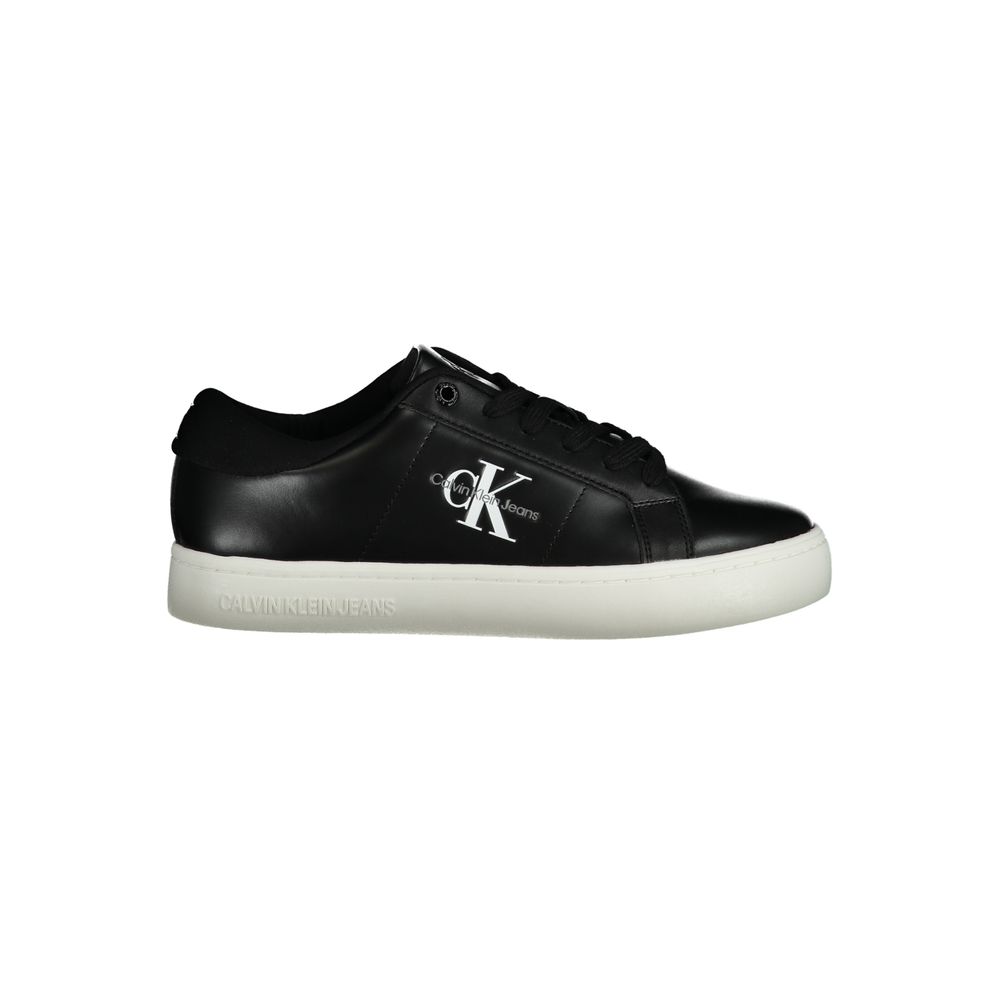 Black Polyethylene Women SneakerStep up your sneaker game with the sleek sophistication of Calvin Klein. Presenting a pair that melds comfort with a chic urban edge, these sports shoes are perfect for the fashion-forward individual. Featuring lace-up fine