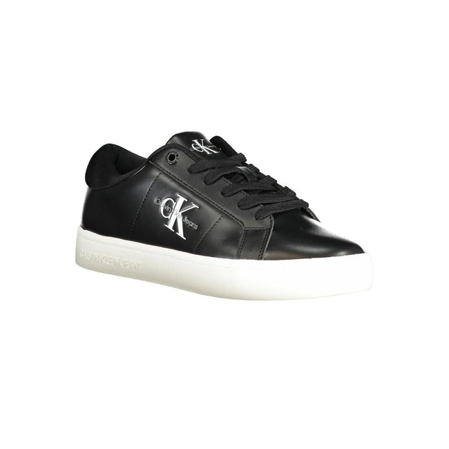 Black Polyethylene Women SneakerStep up your sneaker game with the sleek sophistication of Calvin Klein. Presenting a pair that melds comfort with a chic urban edge, these sports shoes are perfect for the fashion-forward individual. Featuring lace-up fine