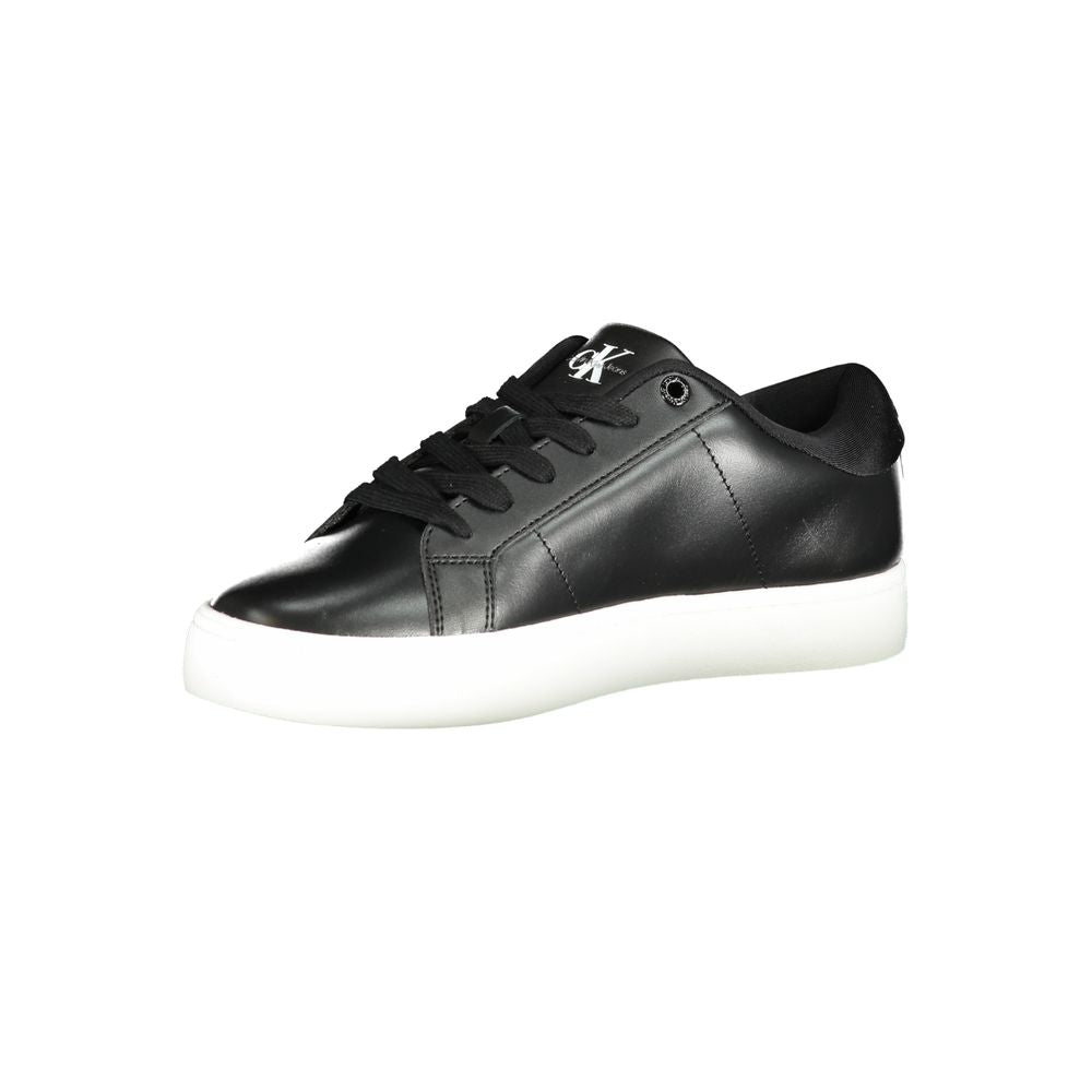 Black Polyethylene Women SneakerStep up your sneaker game with the sleek sophistication of Calvin Klein. Presenting a pair that melds comfort with a chic urban edge, these sports shoes are perfect for the fashion-forward individual. Featuring lace-up fine