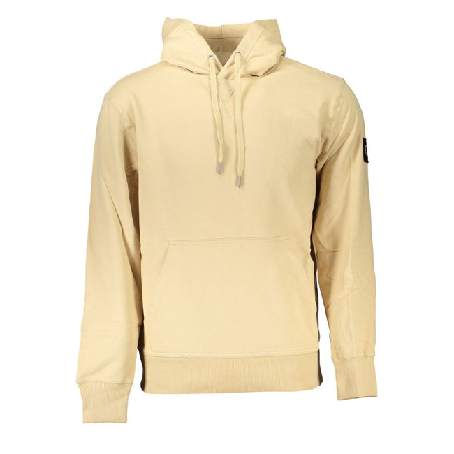 Beige Cotton Men SweaterStep into the spotlight with Calvin Klein’s vision of modern sophistication. This plush sweatshirt exemplifies superior comfort with its brushed interior and classic central pocket—perfect for the contemporary man seeking a blend o