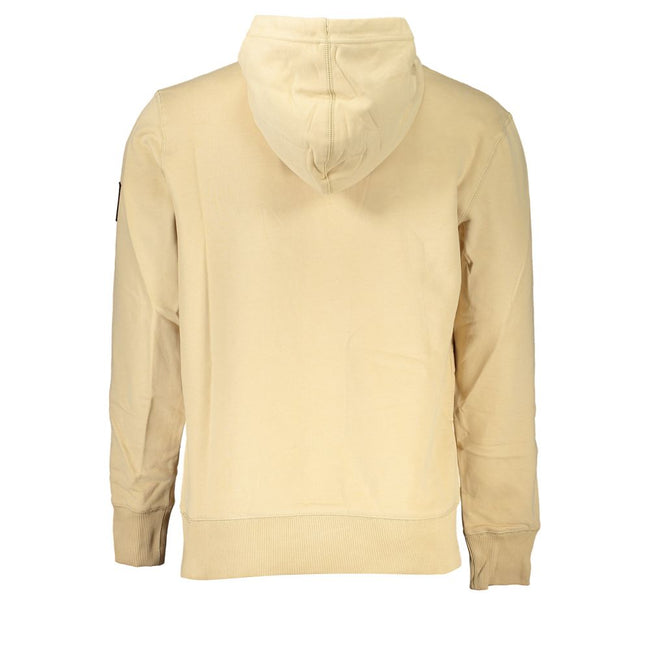 Beige Cotton Men SweaterStep into the spotlight with Calvin Klein’s vision of modern sophistication. This plush sweatshirt exemplifies superior comfort with its brushed interior and classic central pocket—perfect for the contemporary man seeking a blend o