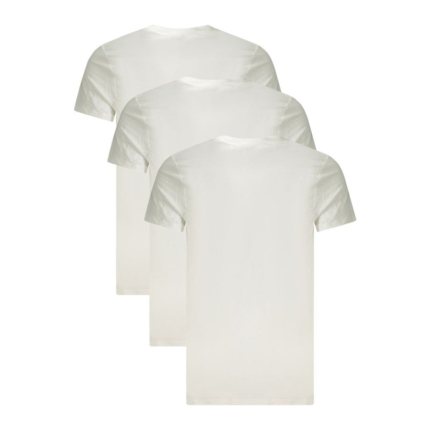 White Cotton Men T-ShirtElevate your wardrobe essentials with Calvin Klein’s signature sophistication. This tri-pack of short sleeve t-shirts exudes effortless cool with its sleek crew neck and iconic logo embroidery. Crafted from sumptuous cotton for unp