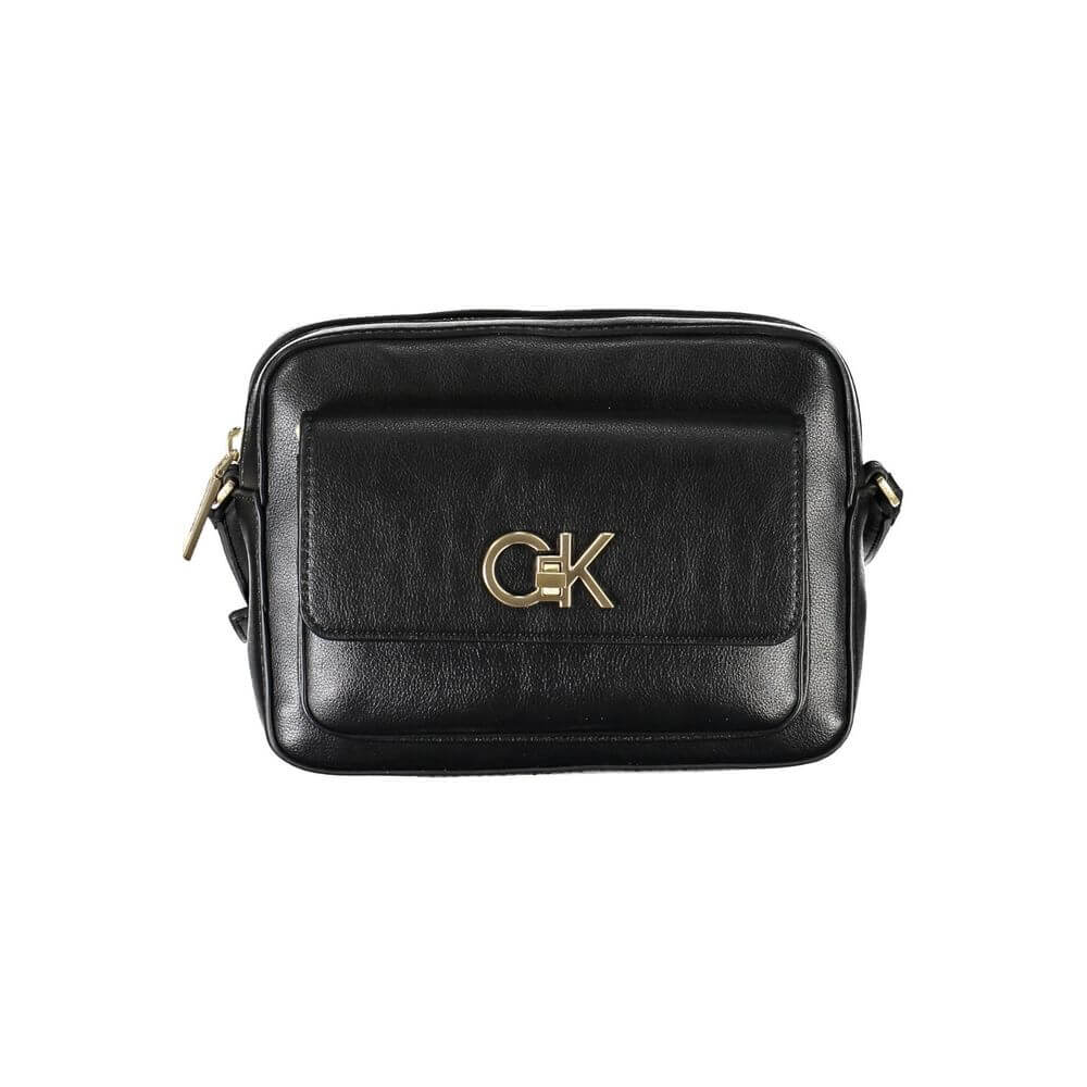 Black Recycled Polyester Women HandbagElevate your accessory game with the Calvin Klein sophistication you love. This minimalist yet impactful shoulder bag showcases the perfect blend of function and fashion. A sleek black silhouette crafted from 100% rec