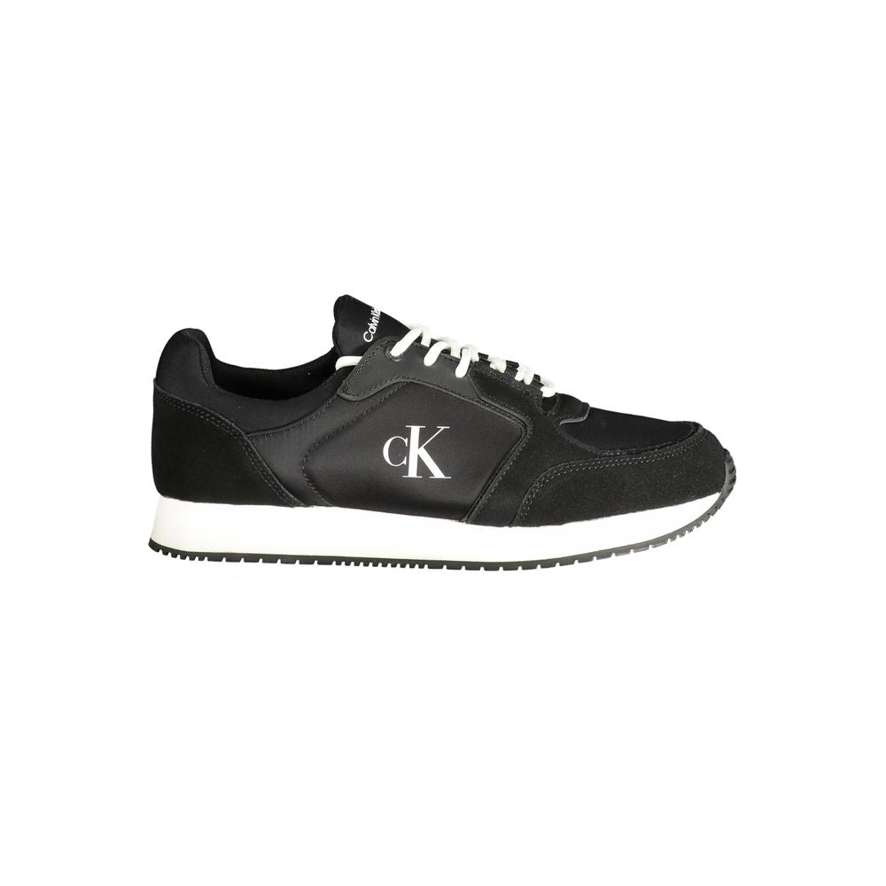 Black Polyethylene Men SneakerStep up your footwear game with these exquisite Calvin Klein sneakers, where modern design meets undeniable comfort. These kicks serve up a sleek black hue, featuring bold contrasting details that catch the eye. Suited for th