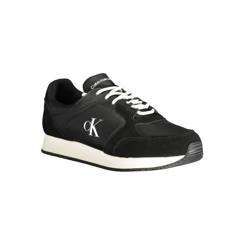 Black Polyethylene Men SneakerStep up your footwear game with these exquisite Calvin Klein sneakers, where modern design meets undeniable comfort. These kicks serve up a sleek black hue, featuring bold contrasting details that catch the eye. Suited for th