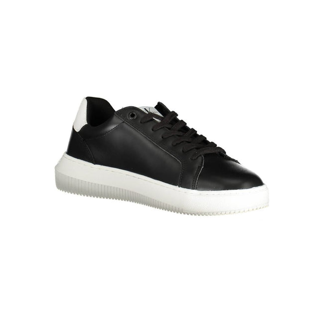 Sleek Black Lace-Up Sports SneakersDiscover the perfect blend of style and sustainability with these lace-up sports sneakers. Featuring a striking print, chic contrast details, and the signature logo, these shoes are as fashionable as they are eco-friendl