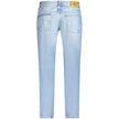 Blue Cotton Men JeansElevate your denim game with these effortlessly stylish Calvin Klein Dad Jeans, featuring a fashion-forward washed effect that exudes both comfort and trendsetting charm. With a classic five-pocket design, secure button and zip fasten
