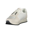 White Leather Men SneakerElevate your street style with the crisp sophistication of these Calvin Klein sneakers. Boasting a sleek white palette with bold, contrasting details, these kicks are engineered for the modern urbanite. The removable insole ensure