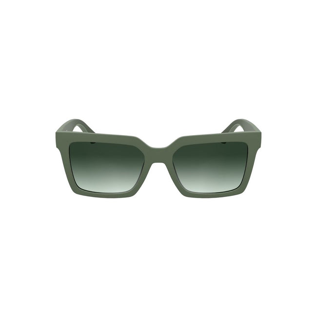 Green Bio-Based Fabric Women SunglassesMake a statement with these Calvin Klein sunglasses, crafted for the eco-conscious and the fashion-forward. Sporting a bio-based frame, these shades feature a classic square lens with a vibrant green tint, ensuring y
