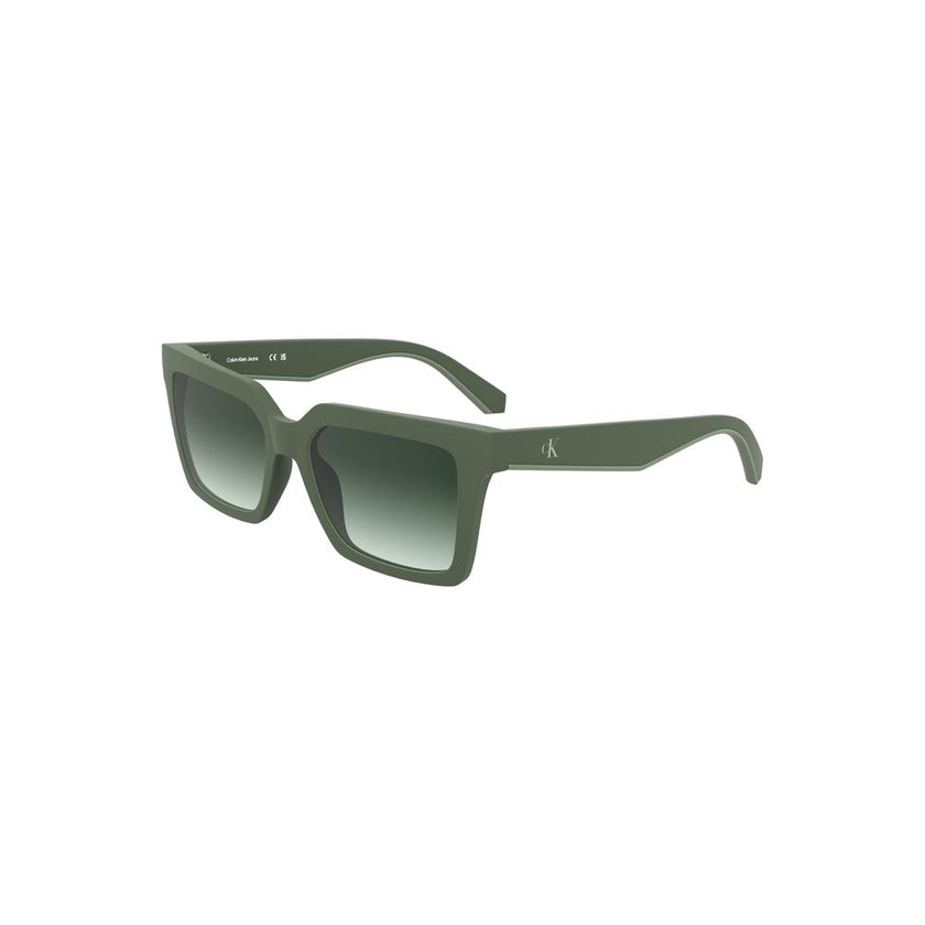 Green Bio-Based Fabric Women SunglassesMake a statement with these Calvin Klein sunglasses, crafted for the eco-conscious and the fashion-forward. Sporting a bio-based frame, these shades feature a classic square lens with a vibrant green tint, ensuring y