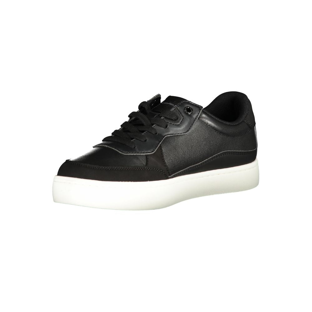 Sleek Black Sports Sneakers with Contrast DetailsSophistication meets athletic allure with these stunning Calvin Klein sports sneakers. Crafted with a dedication to both style and sustainability, these lace-up shoes feature eye-catching contrast details,