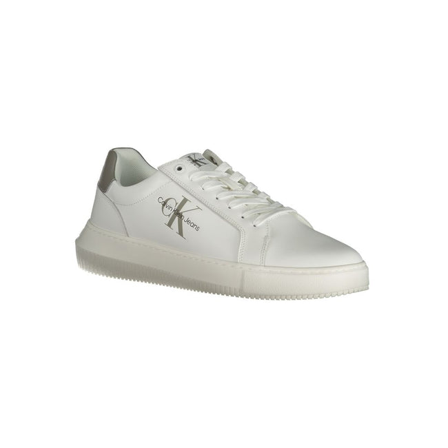 White Leather Men SneakerUnleash your stride with a touch of class in these sleek Calvin Klein sneakers. Designed for the modern urbanite, these shoes offer a perfect blend of sustainability and style, with a 50% recycled thermoplastic rubber sole. The wh