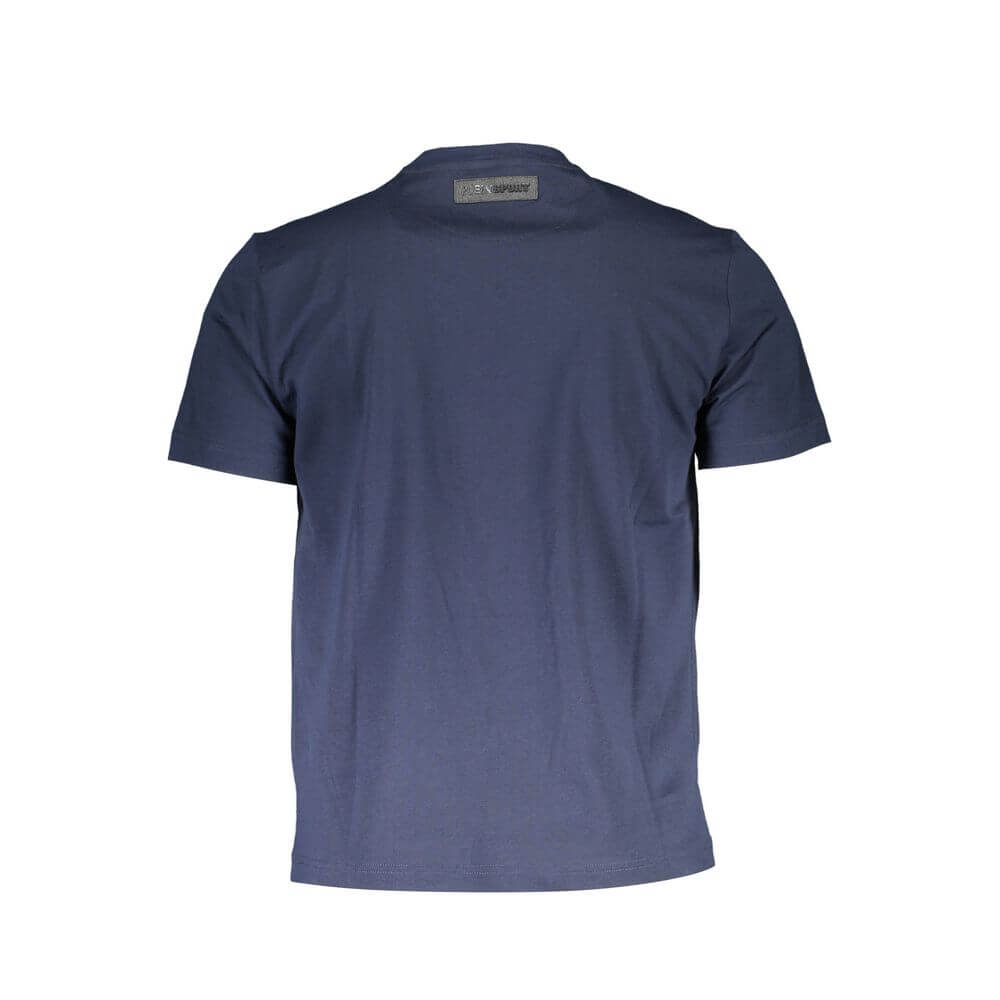 Blue Cotton Men T-ShirtElevate your t-shirt game with the audacious flair of Plein Sport. Crafted for the daring trendsetters, this blue short sleeve tee is emblazoned with a statement-making logo and print that demand attention. Whether it’s a casual day