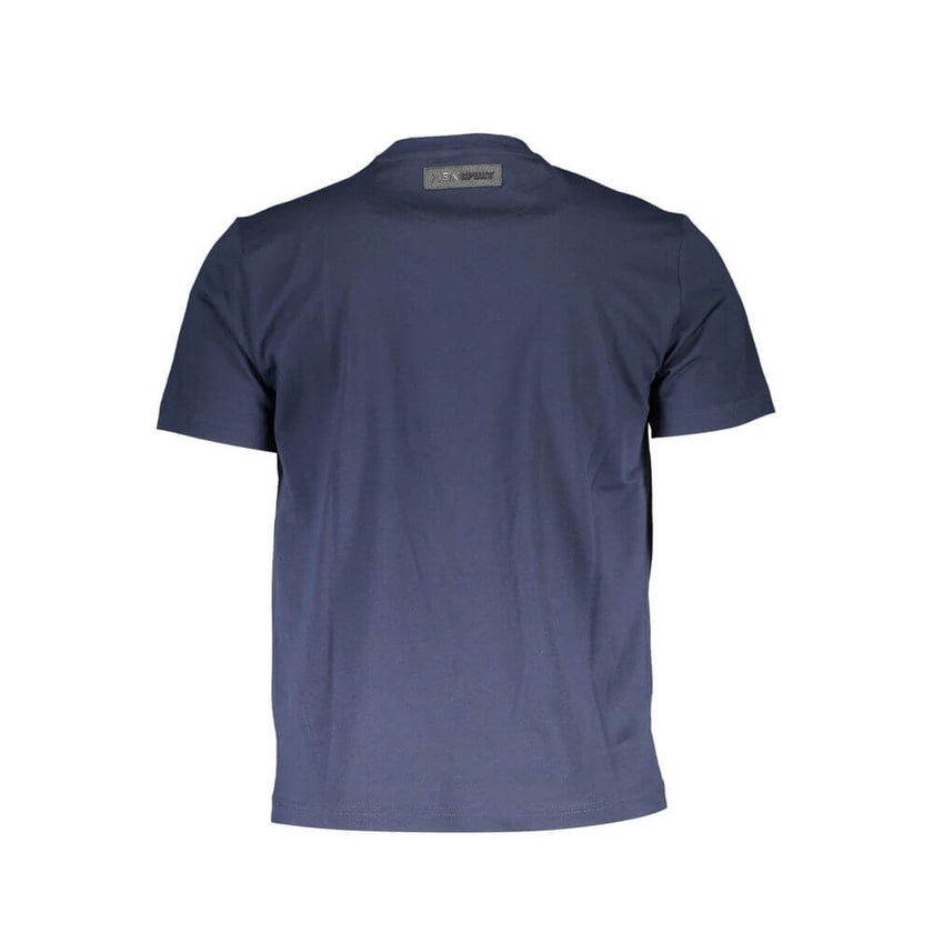 Blue Cotton Men T-ShirtElevate your t-shirt game with the audacious flair of Plein Sport. Crafted for the daring trendsetters, this blue short sleeve tee is emblazoned with a statement-making logo and print that demand attention. Whether it’s a casual day