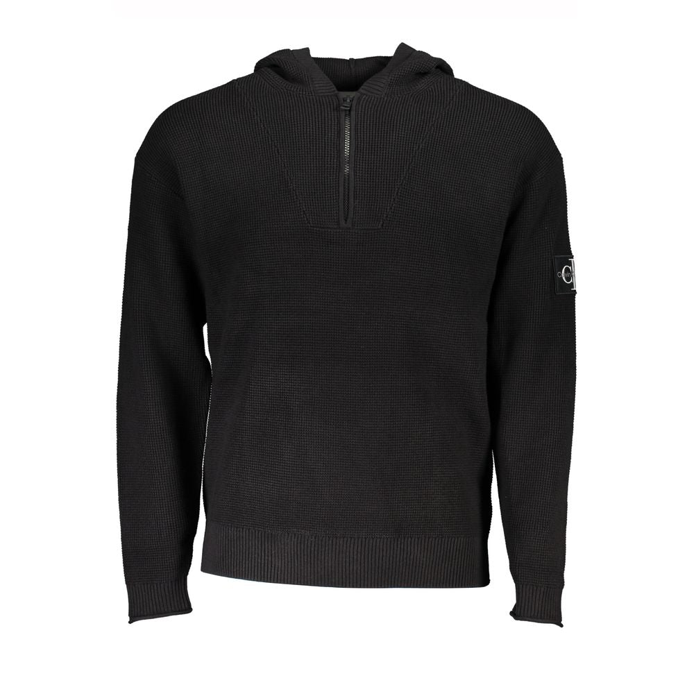 Sleek Cotton Hooded Sweater with Logo DetailEmbrace the epitome of comfort and style with this Calvin Klein long-sleeved hooded sweater. Featuring a convenient half zip design and refined logo application, this piece balances casual with sophistication. C