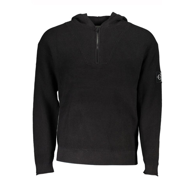 Sleek Cotton Hooded Sweater with Logo DetailEmbrace the epitome of comfort and style with this Calvin Klein long-sleeved hooded sweater. Featuring a convenient half zip design and refined logo application, this piece balances casual with sophistication. C