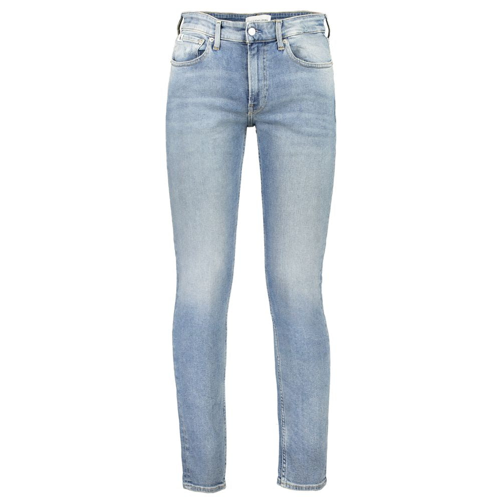 Blue Cotton Men JeansElevate your denim game with Calvin Klein’s exceptional take on the iconic SLIM TAPER JEANS. Crafted with a discerning blend of materials, these jeans boast a sleek washed effect that captures the essence of effortless style. Featurin