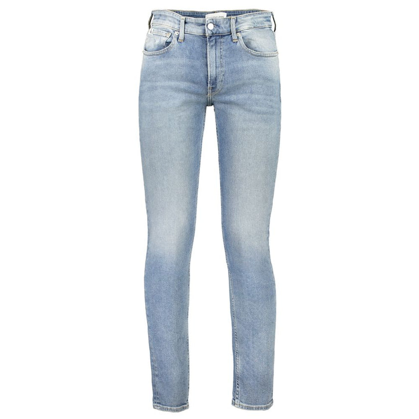 Blue Cotton Men JeansElevate your denim game with Calvin Klein’s exceptional take on the iconic SLIM TAPER JEANS. Crafted with a discerning blend of materials, these jeans boast a sleek washed effect that captures the essence of effortless style. Featurin