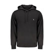 Black Cotton Men SweaterElevate your casual wardrobe with the sophisticated edge of Calvin Klein. This sleek black sweatshirt is expertly crafted with a blend of regenerative cotton and polyester, offering both comfort and durability. The classic design f