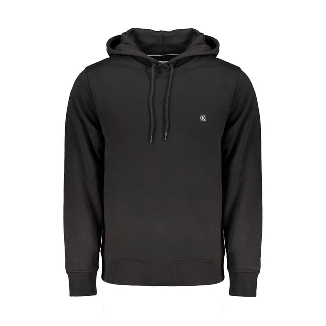 Black Cotton Men SweaterElevate your casual wardrobe with the sophisticated edge of Calvin Klein. This sleek black sweatshirt is expertly crafted with a blend of regenerative cotton and polyester, offering both comfort and durability. The classic design f