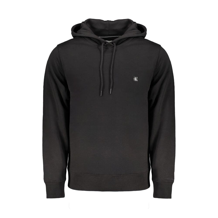 Black Cotton Men SweaterElevate your casual wardrobe with the sophisticated edge of Calvin Klein. This sleek black sweatshirt is expertly crafted with a blend of regenerative cotton and polyester, offering both comfort and durability. The classic design f