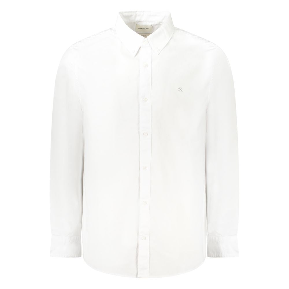 White Cotton Men ShirtElevate your wardrobe with the quintessence of sophistication; this Calvin Klein long sleeve shirt boasts a classic fit that’s tailored to perfection. Crafted from premium cotton with a hint of elastane, it promises both comfort and